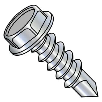 JFAST 1248KW - 12-14X3  Unslotted Indented Hexwasher Self Drill Screw Full Thread Zinc and Bake, Case Quantity: 
1,000