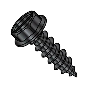 JFAST 0812ASWB - 8-15X3/4  Slotted Indented Hex Washer Self Tapping Screw Type A Fully Threaded Black Oxide, Case Quantity: 
8,000