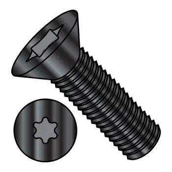 6-32 x 1/2 Six Lobe Flat Machine Screw Fully Threaded Black Oxide