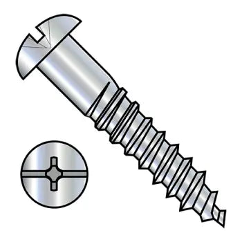 JFAST 1424DCR - 14-10X1 1/2  Combination (phil/slot) Drive Round Head Full Body 2/3 Thread Wood Screw Zinc, Case Quantity: 
1,000