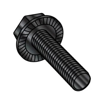 JFAST 0604MWWB - 6-32X1/4  Serrated Hex Flanged Washer Indented Full Thread Scr Black Oxide, Case Quantity: 
10,000