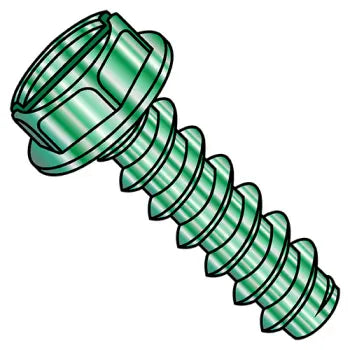 JFAST 0806BSWG - 8-18X3/8  Slotted Indented Hex Washer Self Tapping Screw Type B Fully Thread ZC Bake Green, Case Quantity: 
10,000