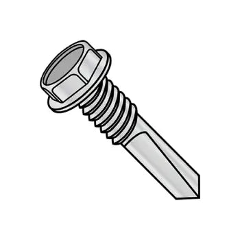 JFAST 1564KWMS5HC - 1/4-28X4  Unslot Hexwasher Self Drill Machine Screw #5 Point ZincBake 1000hours Salt Spray, Case Quantity: 
500