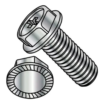 JFAST 0604MPWSNP - 6-32X1/4  Phillips Hex Washer Serrated Machine Screw Full Thread Nickel, Case Quantity: 
10,000