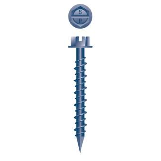 1/4 x 3-3/4 Slotted Indented Hex Washer Head Concrete Screw Blue Finish