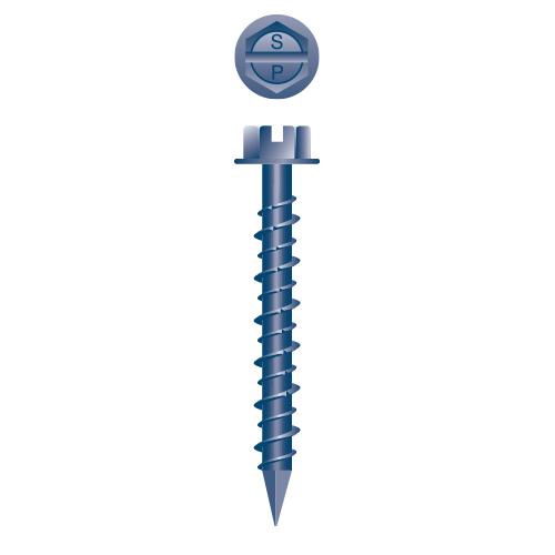 1/4 x 1-3/4 Slotted Indented Hex Washer Head Concrete Screw Blue Finish