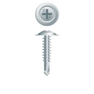 8-18 x 1-1/4 Phillips Oval Head Self-Drilling SEMS Screw with Finishing Washer Zinc Plated