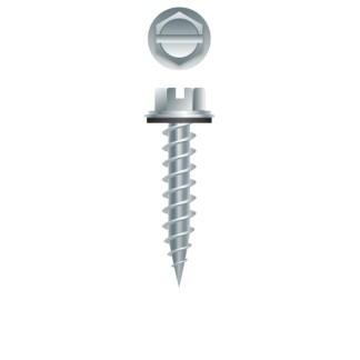 8 x 3/4 Slotted Indented Hex Washer Head Self-Tapping Sheet Metal Screw with Bonded Washer