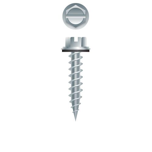 10 x 1 Slotted Indented Hex Washer Head Self-Tapping Sheet Metal Screw with Bonded Washer