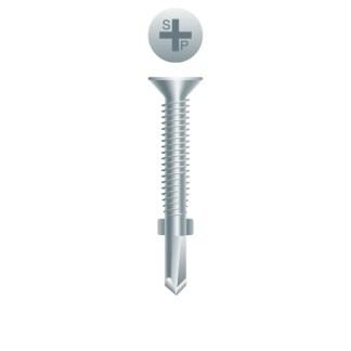12-24 x 2-1/2 Phillips Flat Head Self-Drilling Screw Reamer with Wings Zinc Plated