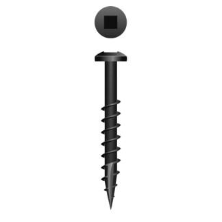 6-9 x 1-1/2 Square Drive #7 Pan Head Face Framing Screw Coarse Thread Type 17 Black Oxide