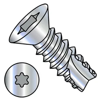 6-20 x 5/8 Six Lobe Flat Head Thread Cutting Screw Type 25 Fully Threaded Zinc Plated