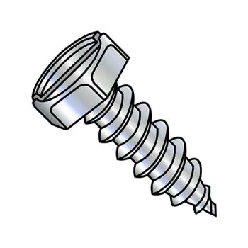 JFAST 1408ABSH - 1/4-14X1/2  Indented Hex Slotted Self Tapping Screw Type A B Fully Threaded Zinc And Bake, Case Quantity: 
3,000