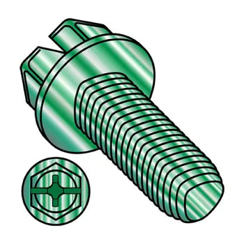 JFAST 1106RCWG - 10-32 X 3/8 Combination Hex Washer Taptite Alternative Fully Threaded Steel Green Zinc & Wax, Case Quantity: 
3,000