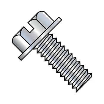 JFAST 1012MSW - 10-24X3/4  Slotted Indented Hex Washer Head Machine Screw Fully Threaded Zinc, Case Quantity: 
5,000