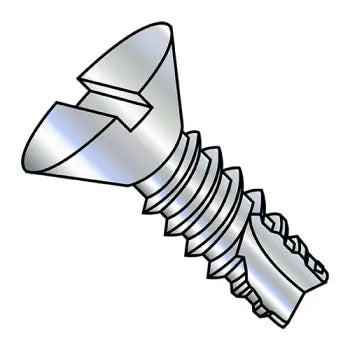 6-20 x 3/8 Slotted Flat Thread Cutting Screw Type 25 Fully Threaded Zinc Plated