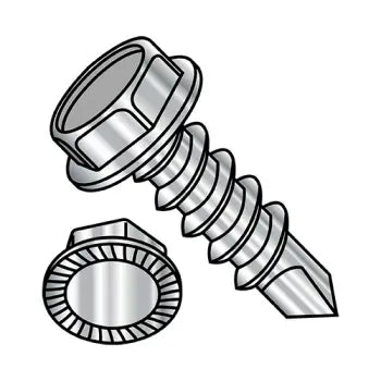 6-20 x 1/2 Unslotted Hexwasher Serrated Self Drilling Screw Full Thred 18-8 Stainless Steel