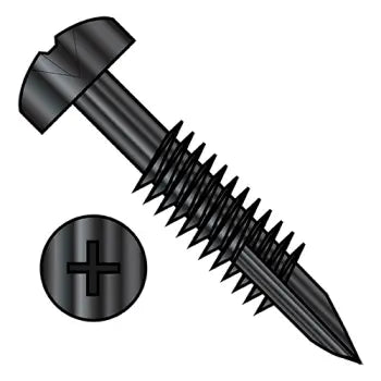 6-20 x 1-1/4  Phil Pan #7 Head Face Frame Screw Type 17 Fine Thread Partial Thread Black Oxide