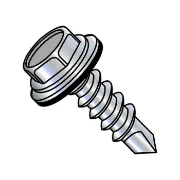 JFAST 1248KWN - 12-14X3  Unslot Hexwasher w/Bonded NEO EPDM Washer Self Drill Screw Full Thread Zinc Bake, Case Quantity: 
750
