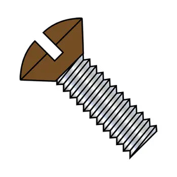 6-32 x 1/2 Slotted Oval Machine Screw Fully Threaded Zinc Plated with Brown Painted Head