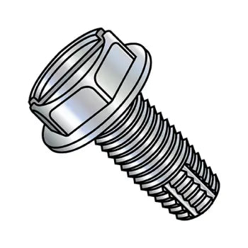 JFAST 1224FSW - 12-24X1 1/2  Slotted Indented Hex Washer Thread Cutting Screw Type F Fully Threaded Zinc And, Case Quantity: 
2,000