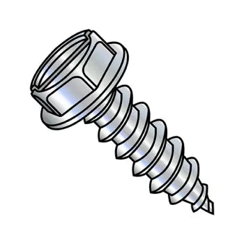 JFAST 1248ASW - 12-11X3  Slotted Indented Hex Washer Self Tapping Screw Type A Fully Threaded Zinc Bake, Case Quantity: 
500