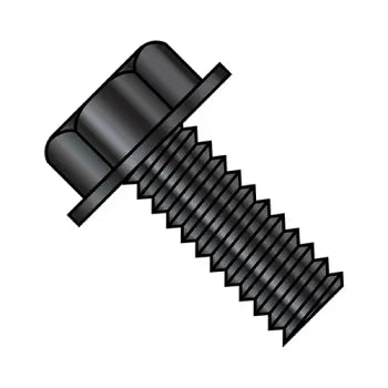 JFAST 1420MWB - 1/4-20X1 1/4  Unslotted Indented Hex Washer Head Machine Screw Fully Threaded Black Oxide, Case Quantity: 
1,500