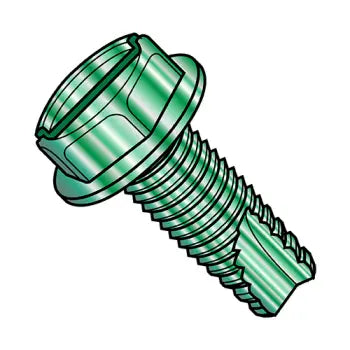 JFAST 08063SWG - 8-32X3/8  Slotted Indented Hex Washer Thread Cutting Screw Type 23 Fully Threaded Zn Grn, Case Quantity: 
10,000
