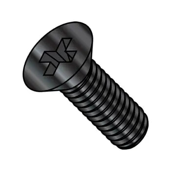 JFAST M2.510D965B - M2.5-0.45X10  Din 965 & ISO 7046 Metric Phillips Flat Machine Screw Full Thread Black Ox & Oil, Case Quantity: 
3,000