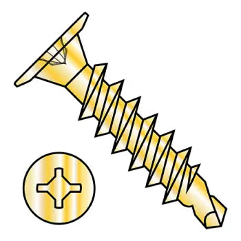 JFAST 1016KWXFY - 10-16 X 1 Square Phillips Wafer Fully Threaded Self Drilling Screws Zinc Yellow Bake, Case Quantity: 
2,500