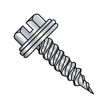 JFAST 1016PSWN - 10-12X1  Slotted Indented Hex Washer With Bonded Neo Epdm Washer F/T Self Piercing Zinc, Case Quantity: 
1,000