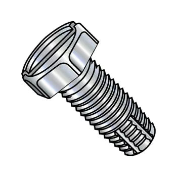 6-32 x 1/2 Slotted Indented Hex Head Thread Cutting Screw Type F Fully Threaded Zinc Plated
