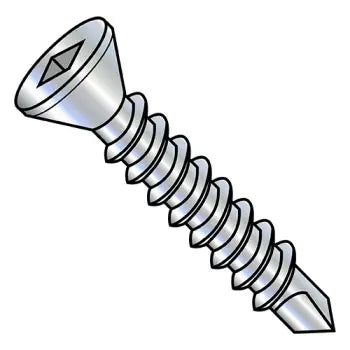 6-20 x 1-5/8 Square Drive Flat Trim Head Self Drilling Screw Fully Threaded Zinc Plated