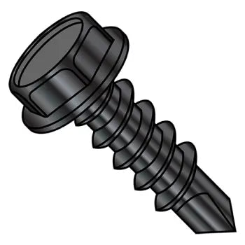 JFAST 1232KWB - 12-14X2  Unslotted Hex Washer Full Thread Self Drilling Screw Black Oxide, Case Quantity: 
2,000