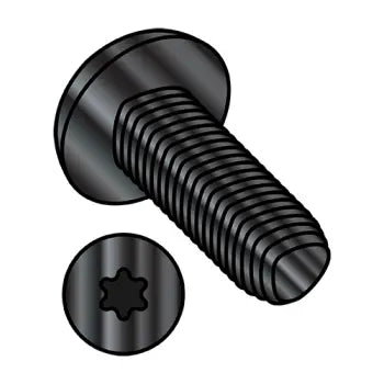 6-32 x 1/2 Six Lobe Pan Head Taptite Alternative Thread Rolling Screw Fully Threaded Black Oxide & Wax