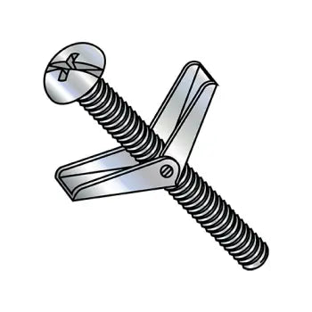 JFAST 3764TBCR - 3/8" x 4" Toggle Bolts, Round Head, Combo Drive, Steel, Zinc, Case Quantity: 25