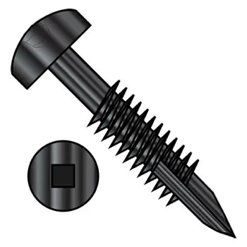 6-20 x 1-1/2 Square Pan #7Head Face Frame Screw Type17 Fine Thread Partial Thread Black Oxide