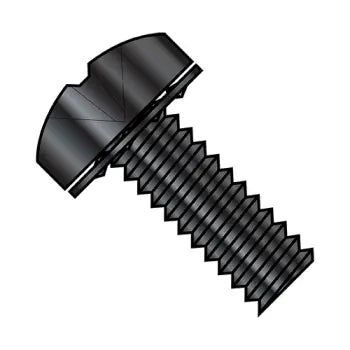 6-32 x 1/2 Phillips Pan Internal Sems Machine Screw Fully Threaded Black Zinc Plated