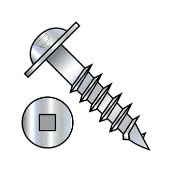 JFAST 0824DQRWD - 8X1 1/2  Square Drive Round Washer Head Deep Thread Wood Screw 2/3 Thread Zinc Bake, Case Quantity: 
2,500