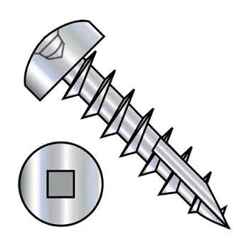 7-12 x 1  Square Drive Pan Head Deep Thread Screw Type 17 Fully Threaded Zinc Plated