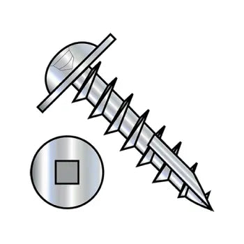 JFAST 0812DQRW17D - 8-11X3/4  Square Drive Round Washer Head Deep Thread Wood Screw Type 17 Full Thrd ZincBake, Case Quantity: 
6,000