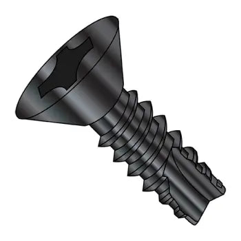 6-20 x 1/2 Phillips Flat Thread Cutting Screw Type 25 Fully Threaded Black Oxide and Oil