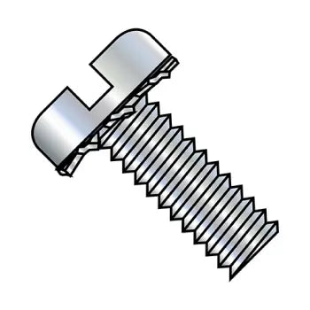6-32 x 3/4 Slotted Pan External Sems Machine Screw Fully Threaded Zinc Plated
