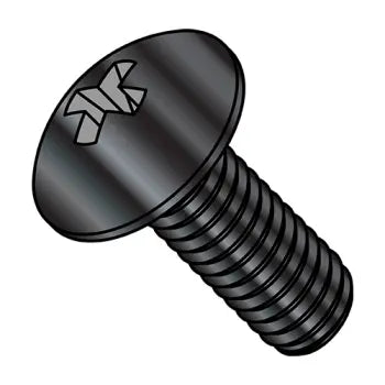 6-32 x 1 Phillips Truss Machine Screw Fully Threaded Black Zinc Plated