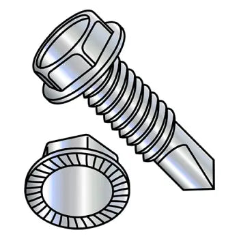 JFAST 142407KWSMS - 1/4-20X1 1/2  A/F.428-.437 Hd Hgt.208-.230 Unslot Ind Hexwash Serrate Self Drill F/T Zinc Bake, Case Quantity: 
1,250