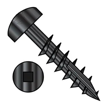 6-9X1-1/4  Square Pan #7 Head Face Frame Screw Type 17 Coarse Partial Thread Black Oxide