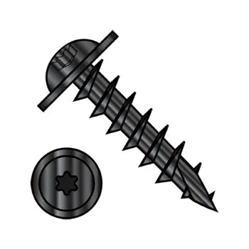 JFAST 0814DTRW17DB - 8-11X7/8  6 Lobe Round Washer Head Deep Thread Wood Screw Type 17 Full Thread Black Oxide, Case Quantity: 
3,500
