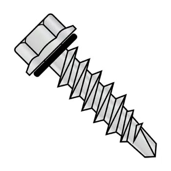 JFAST 1414KWW1HC - 1/4-14X7/8  Hex Flange Self Drill #1PT Rubber Washer Full Thrd ZincBake 1000hours Salt Spray, Case Quantity: 
1,000