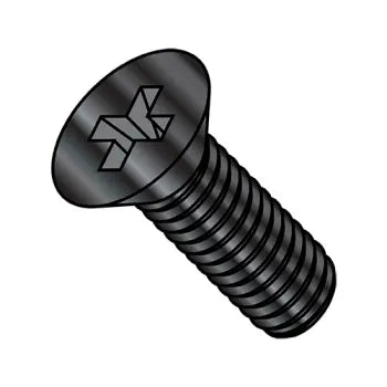 6-32 x 1 3/4 Phillips Flat Machine Screw Fully Threaded Black Zinc Plated