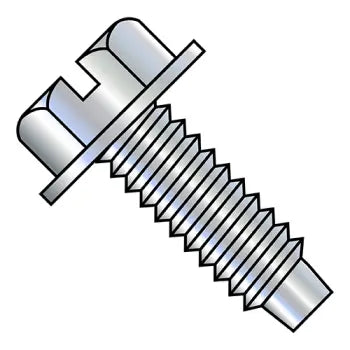 JFAST 3164MSW3 - 5/16-18X4  Slotted Indented Hex Washer Head Machine Screw Full Thread 3/16 Dog Point Zinc, Case Quantity: 
200